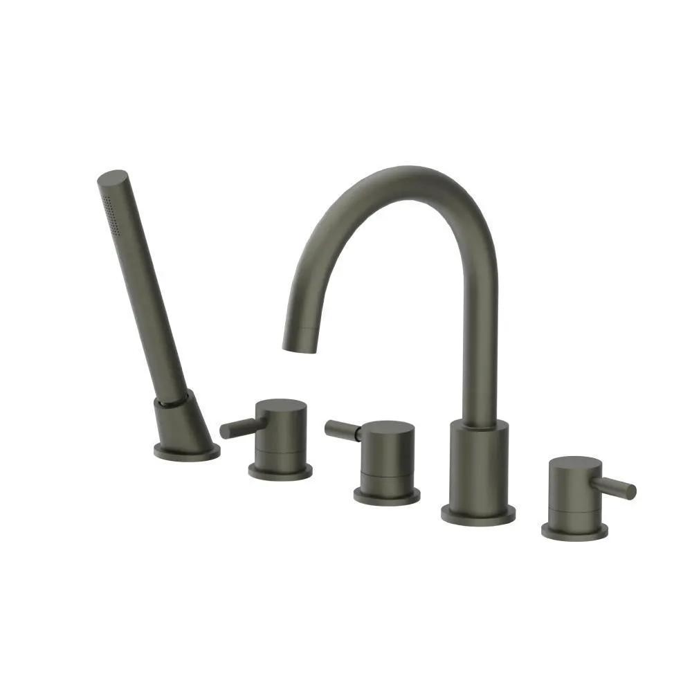 Flusso Serie 100 Five Hole Deck Mounted Roman Tub Faucet with Hand Shower by Flusso