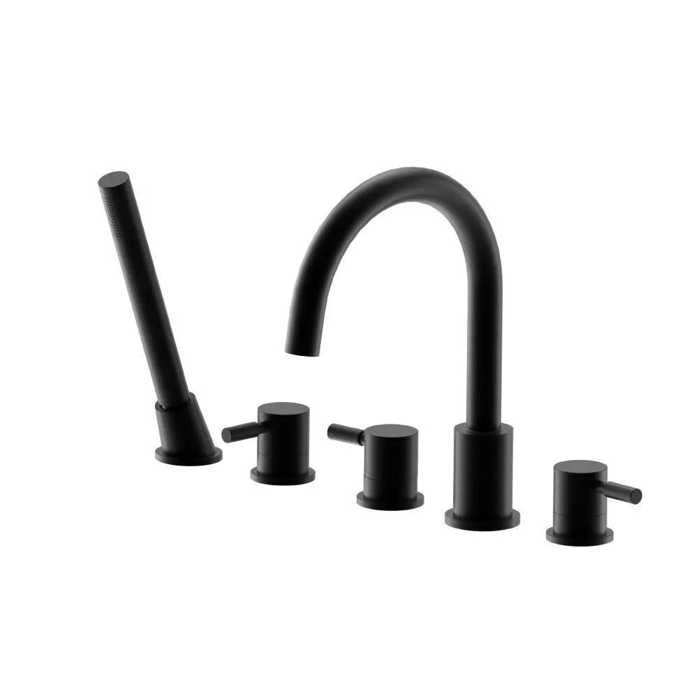 Flusso Serie 100 Five Hole Deck Mounted Roman Tub Faucet with Hand Shower by Flusso