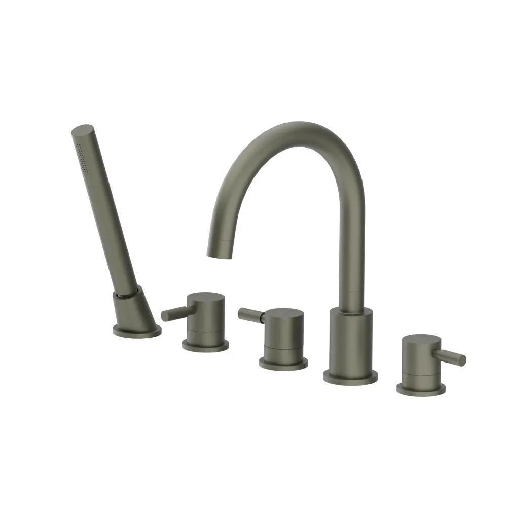Flusso Serie 100 Five Hole Deck Mounted Roman Tub Faucet with Hand Shower by Flusso