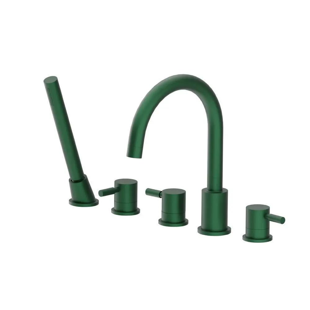 Flusso Serie 100 Five Hole Deck Mounted Roman Tub Faucet with Hand Shower by Flusso