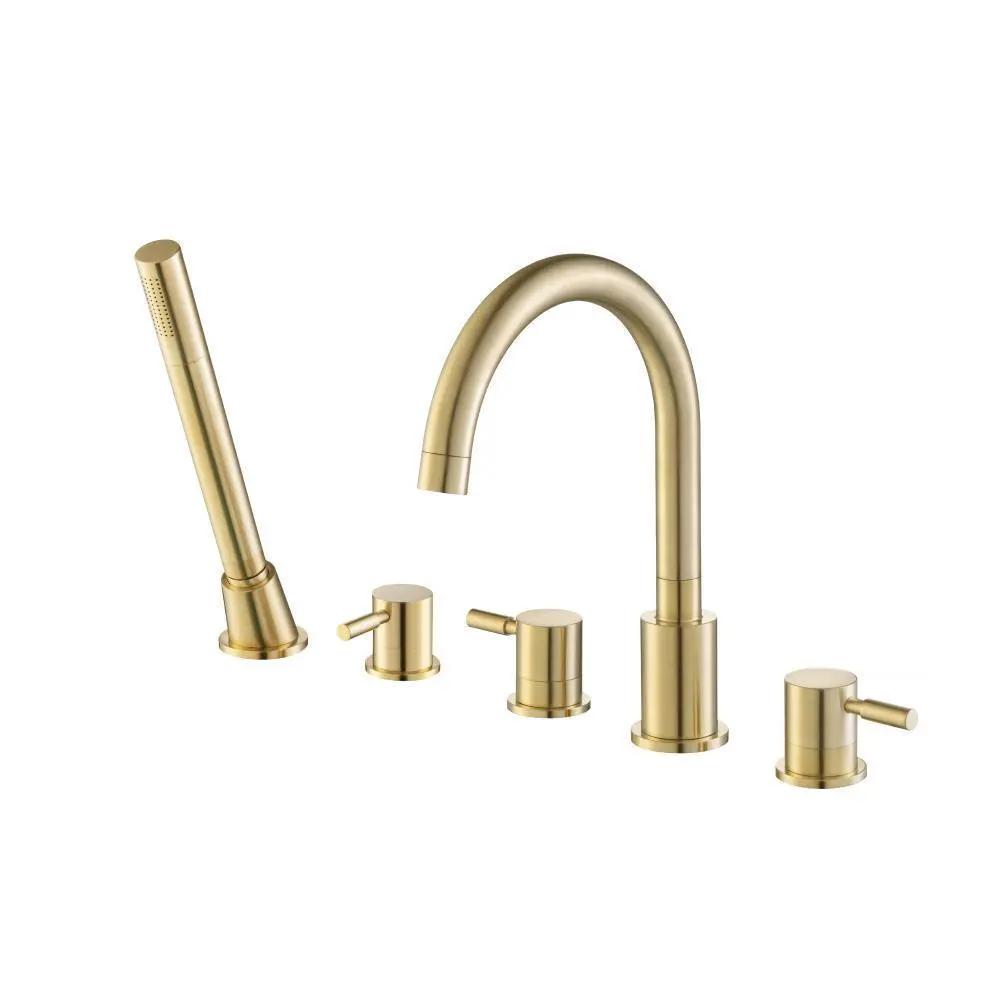 Flusso Serie 100 Five Hole Deck Mounted Roman Tub Faucet with Hand Shower by Flusso