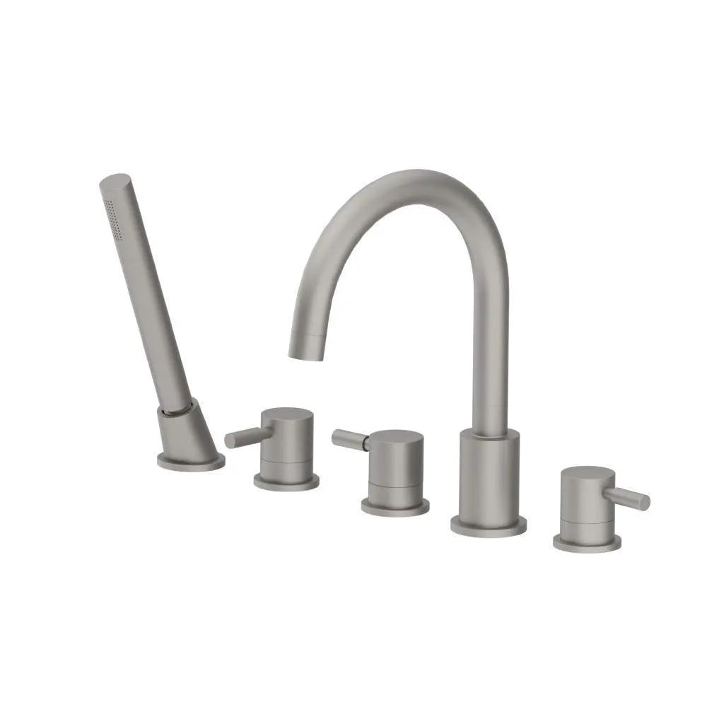 Flusso Serie 100 Five Hole Deck Mounted Roman Tub Faucet with Hand Shower by Flusso