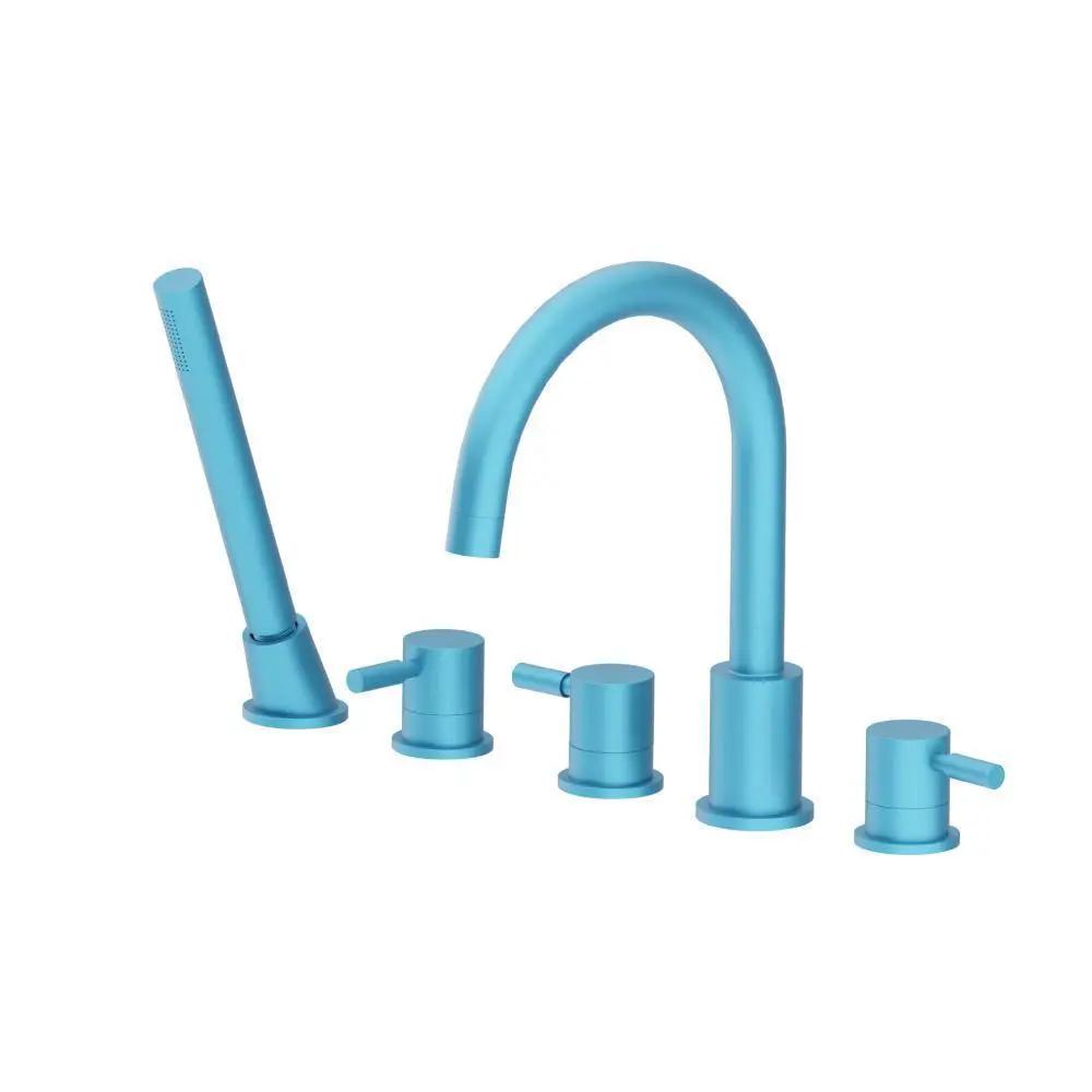 Flusso Serie 100 Five Hole Deck Mounted Roman Tub Faucet with Hand Shower by Flusso