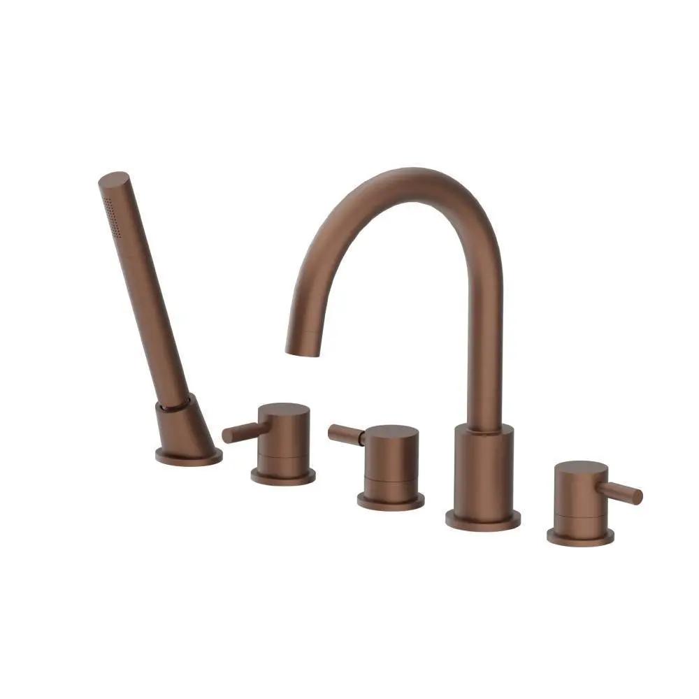 Flusso Serie 100 Five Hole Deck Mounted Roman Tub Faucet with Hand Shower by Flusso