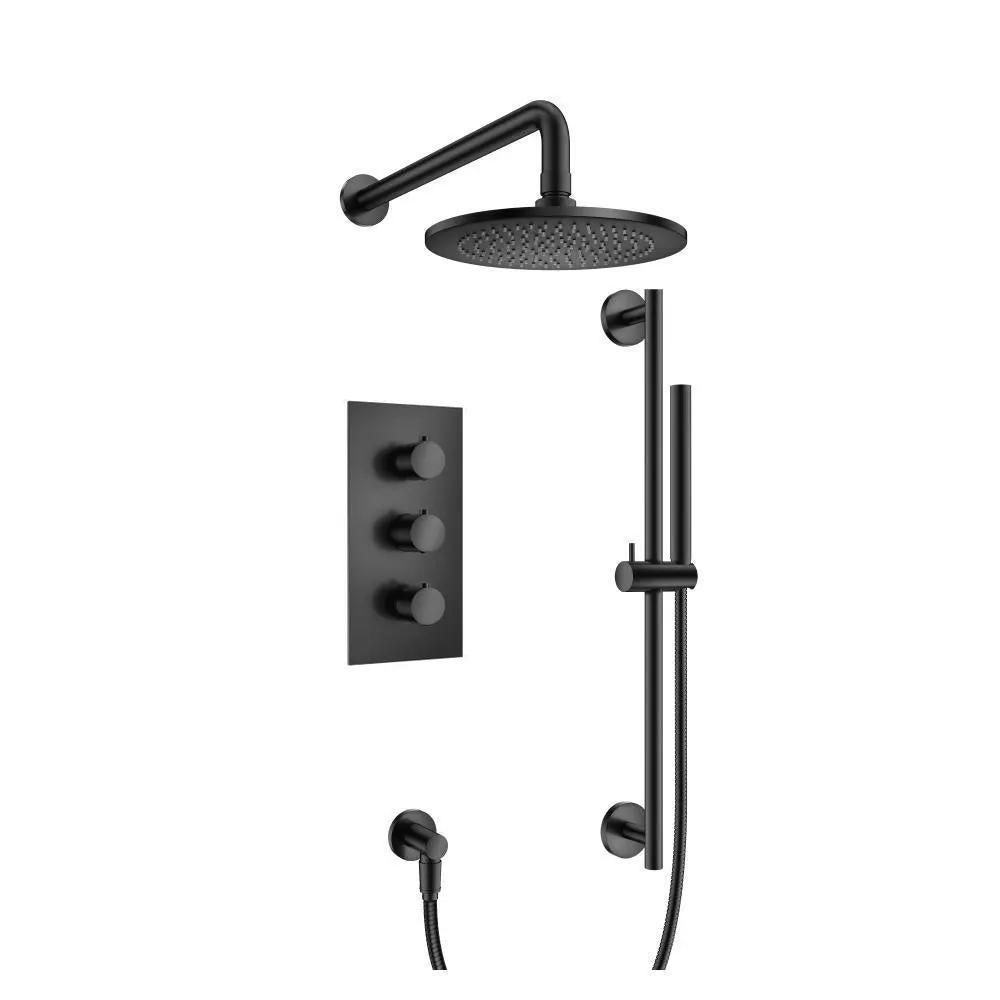 Flusso Serie 100 Two Output Shower Set with Shower Head, Hand Held and Slide Bar by Flusso