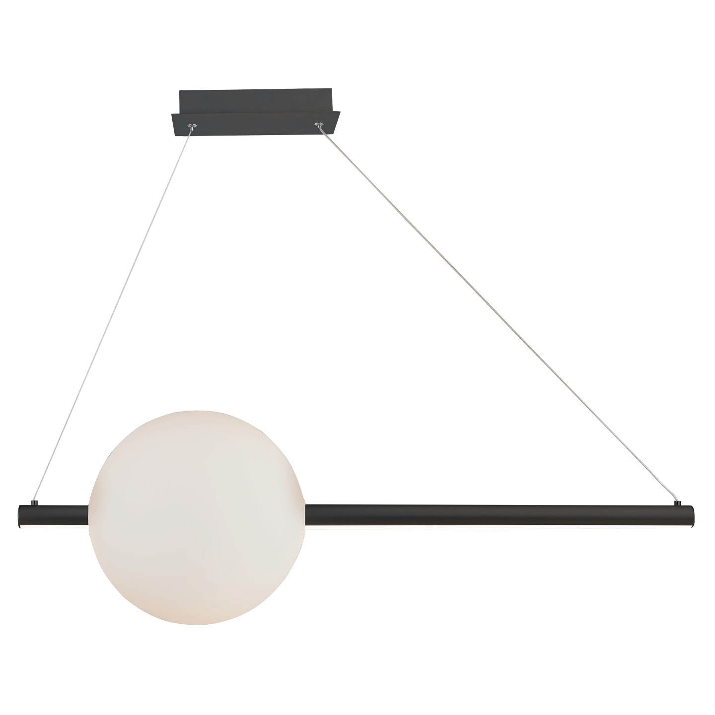 Abra Lighting ORB Linear Bar Pendant with Up-Down Illumination with Opal Glass Orb