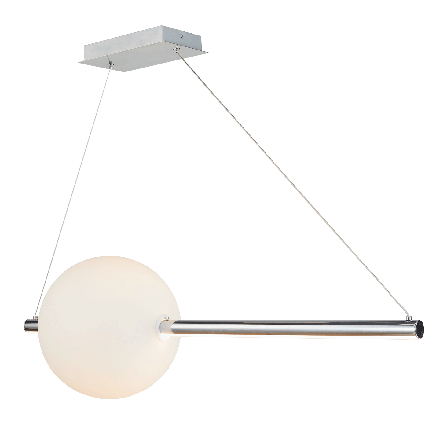 Abra Lighting ORB Linear Bar Pendant with Up-Down Illumination with Opal Glass Orb