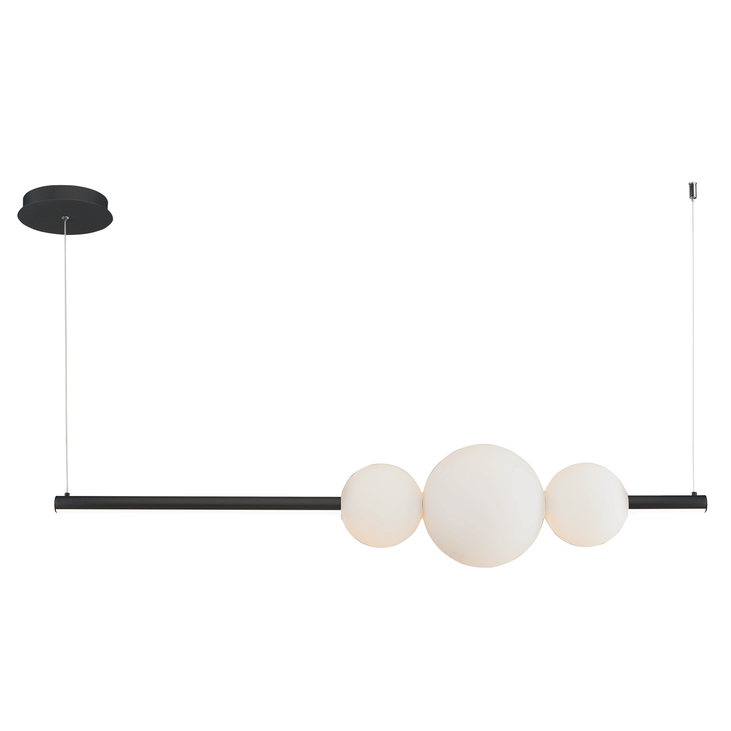 Abra Lighting ORB Linear Bar Pendant with Up-Down Illumination with 3 Opal Glass Orb's by Abra Lighting