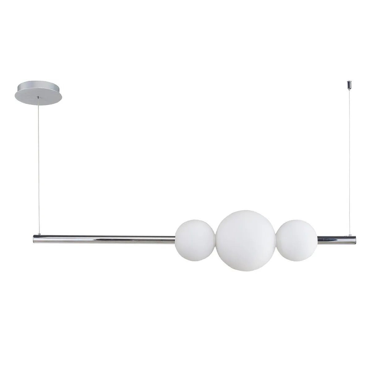 Abra Lighting ORB Linear Bar Pendant with Up-Down Illumination with 3 Opal Glass Orb's by Abra Lighting