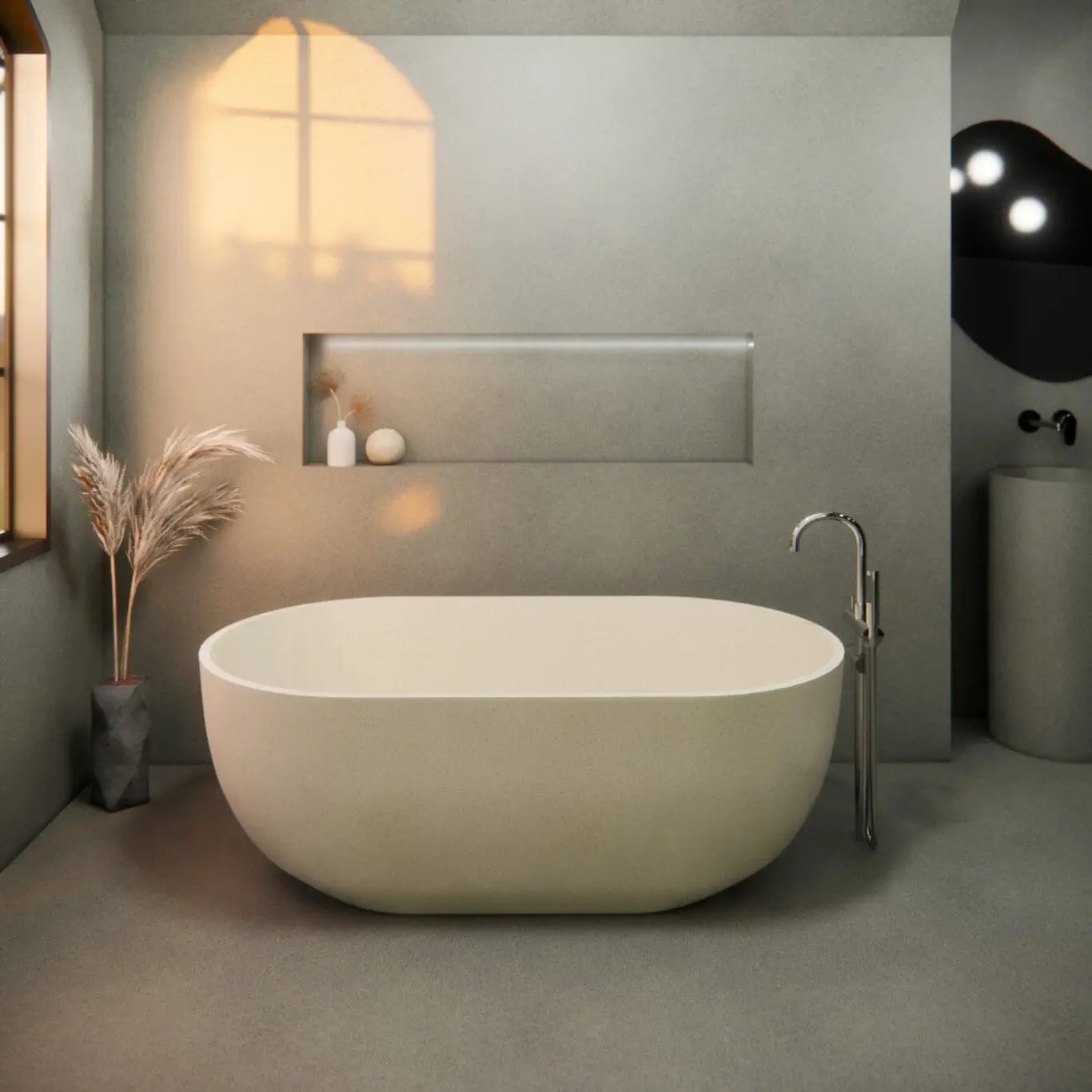 Balux Ola Petite Concrete Freestanding Bathtub by Balux
