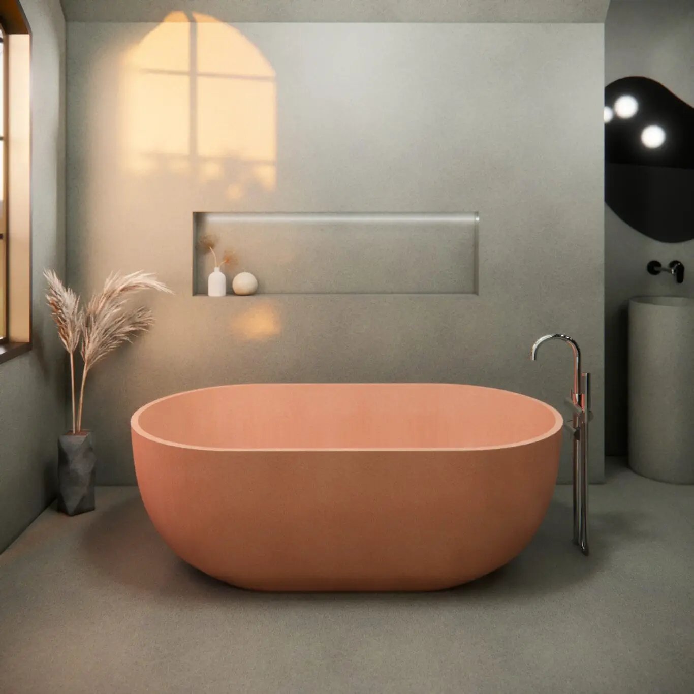 Balux Ola 66 Oval Concrete Freestanding Bathtub by Balux