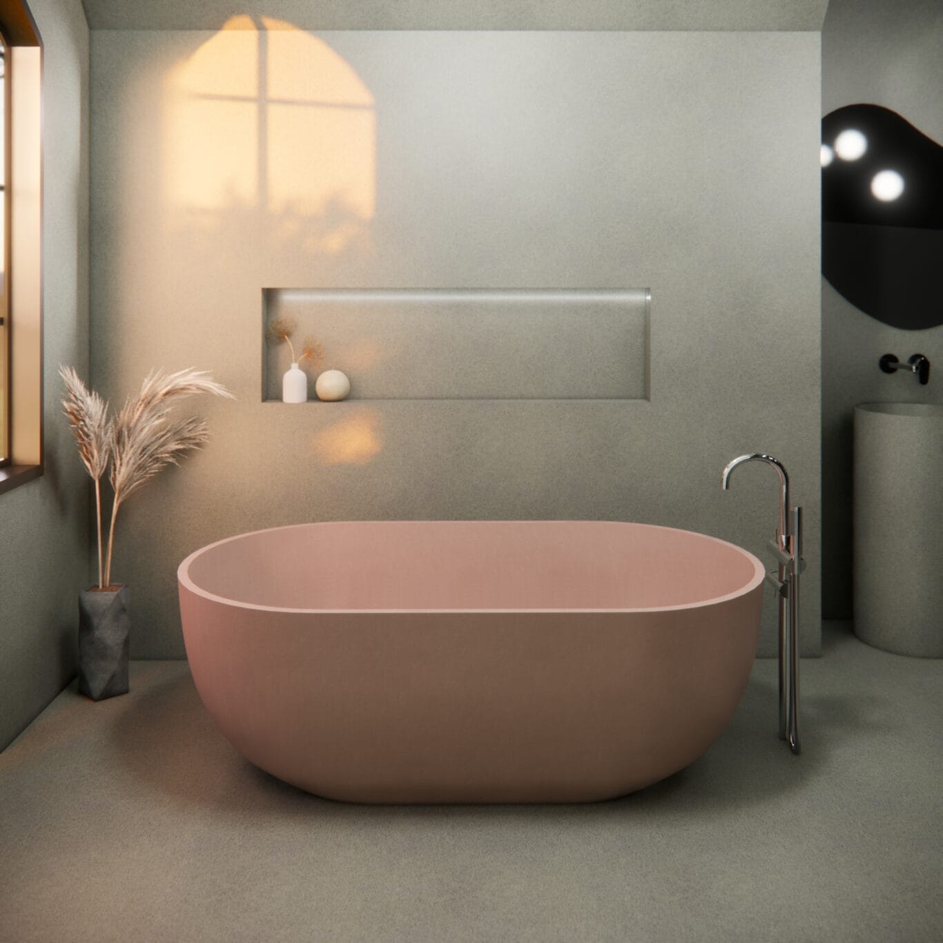 Balux Ola 66 Oval Concrete Freestanding Bathtub by Balux