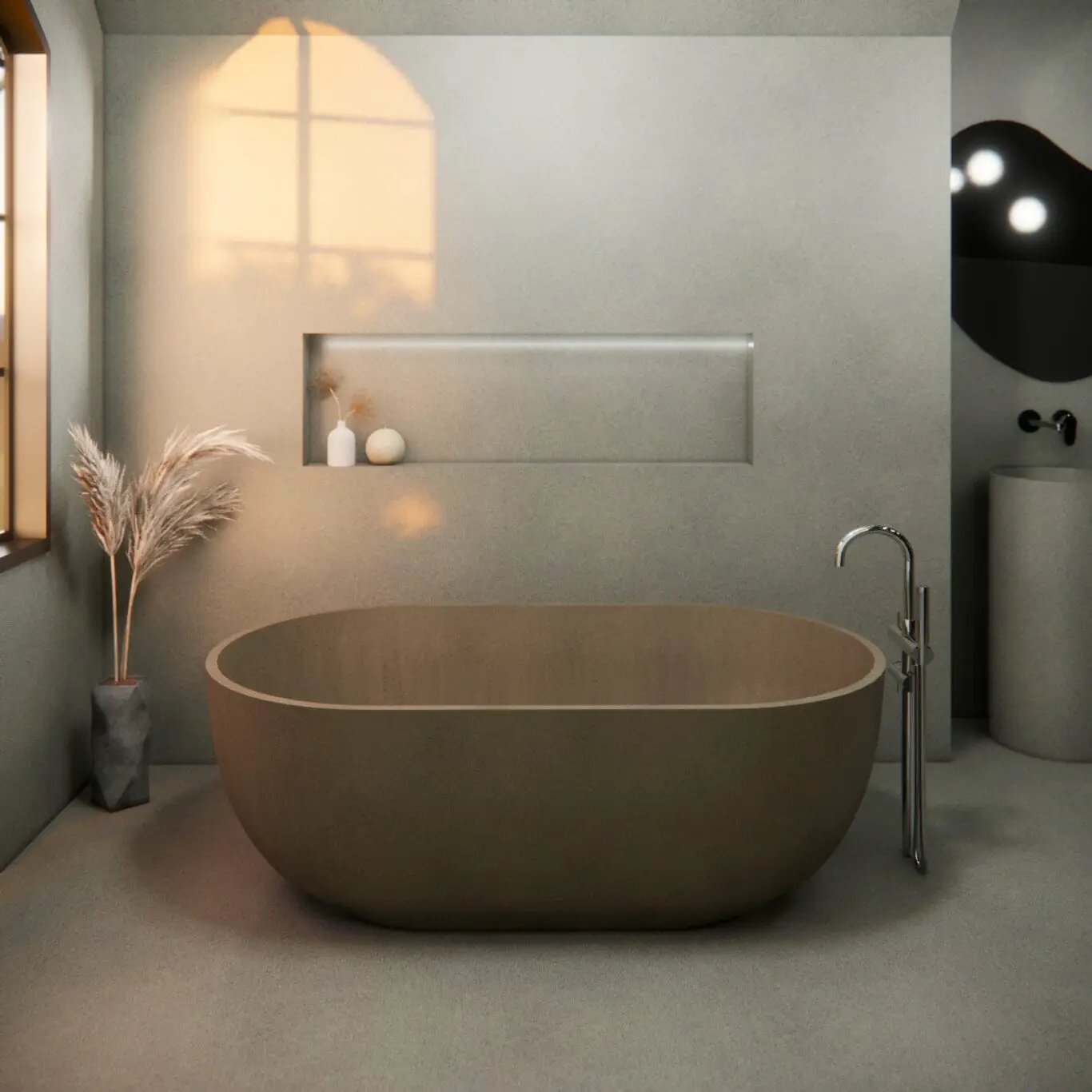 Balux Ola 66 Oval Concrete Freestanding Bathtub by Balux