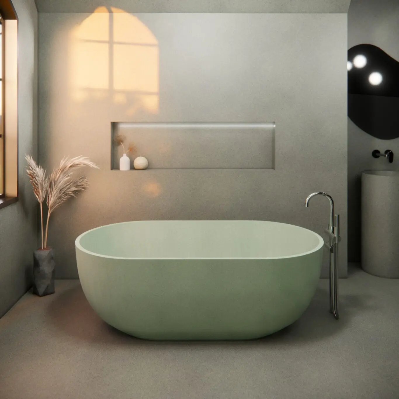 Balux Ola 66 Oval Concrete Freestanding Bathtub by Balux