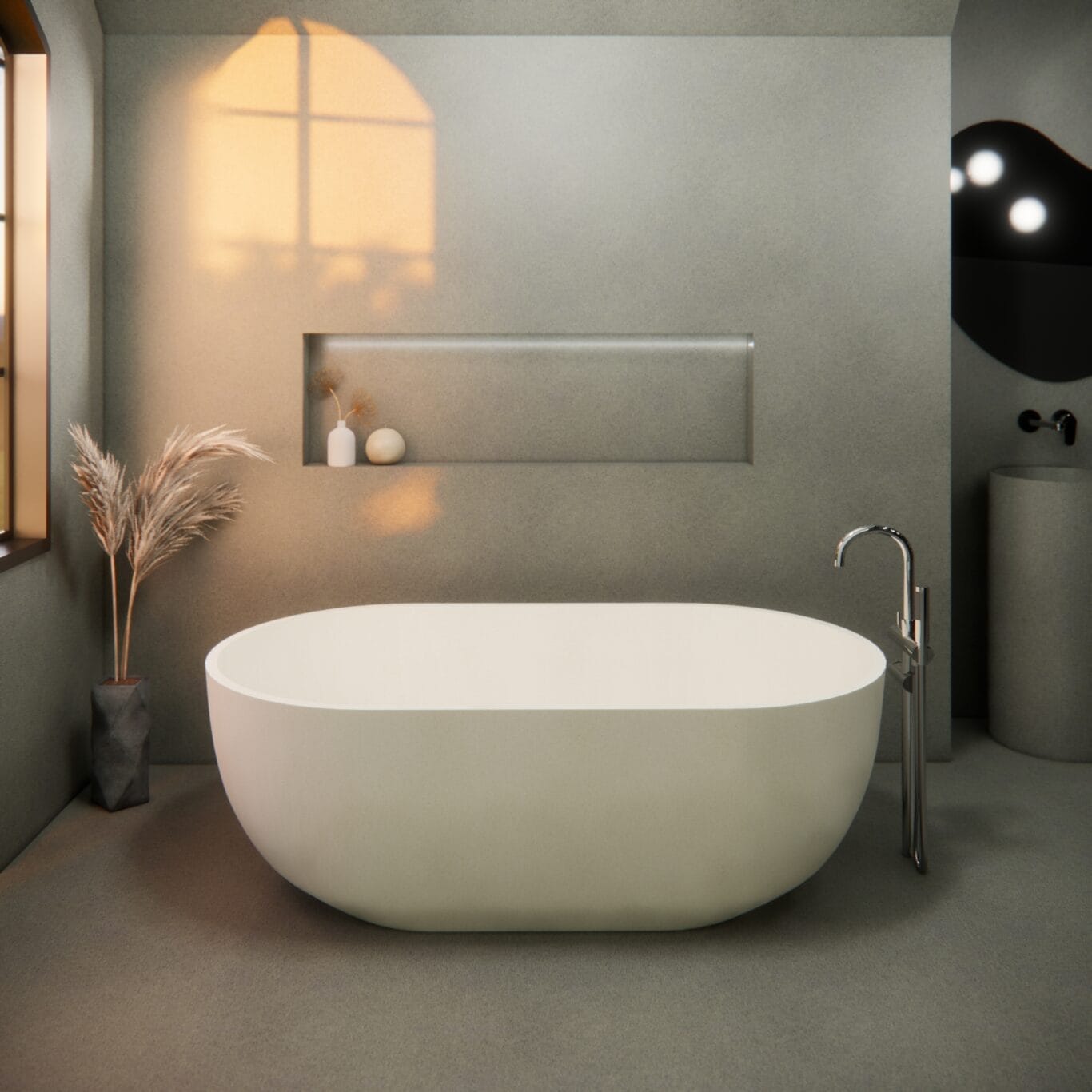 Balux Ola 66 Oval Concrete Freestanding Bathtub by Balux