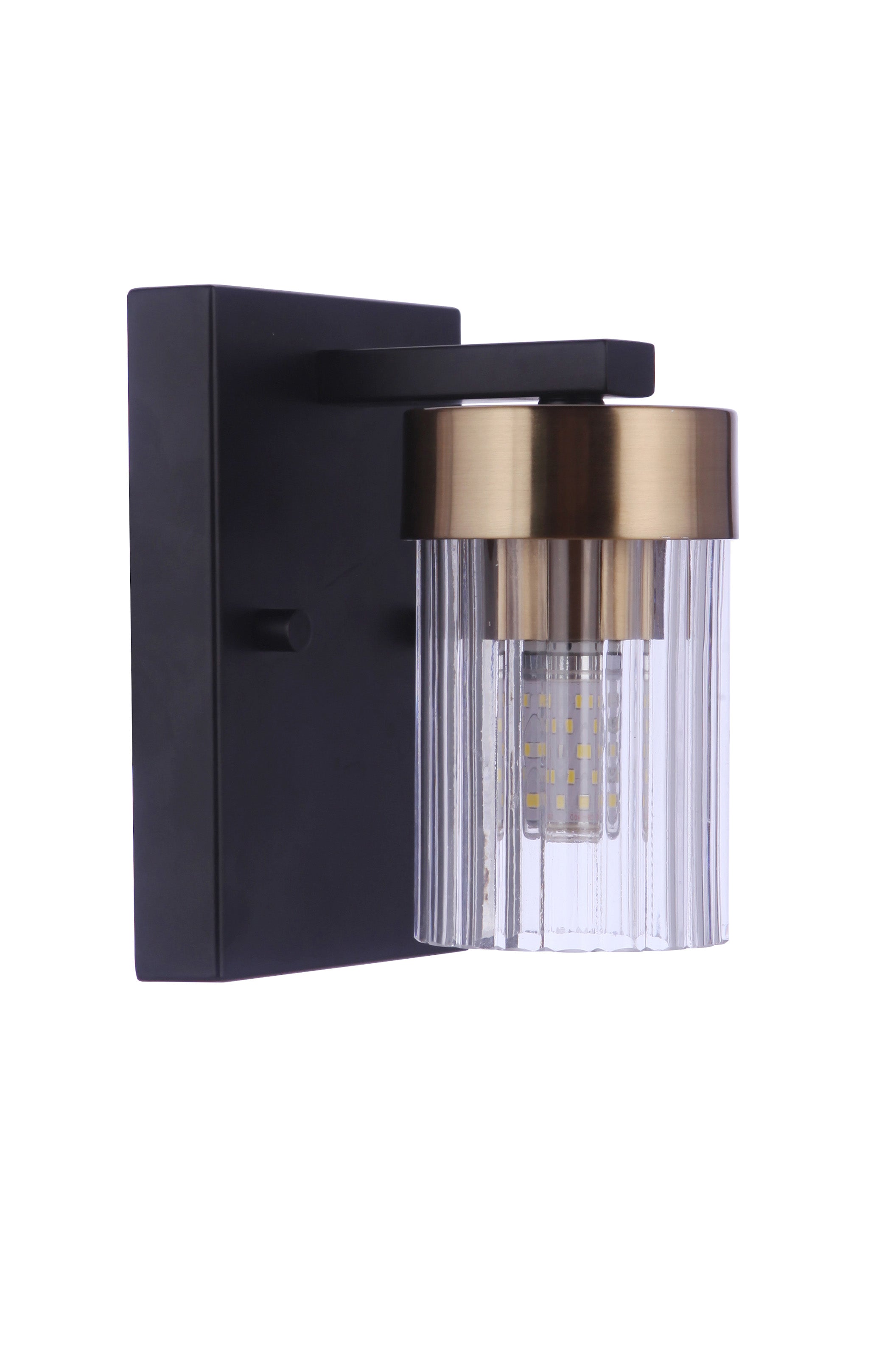 flat black/satin brass wall sconces