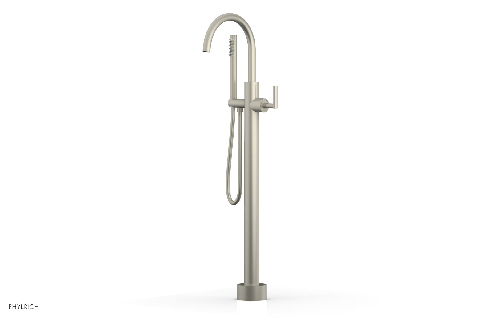 Phylrich TRANSITION Tall Floor Mount Tub Filler - Lever Handle with Hand Shower