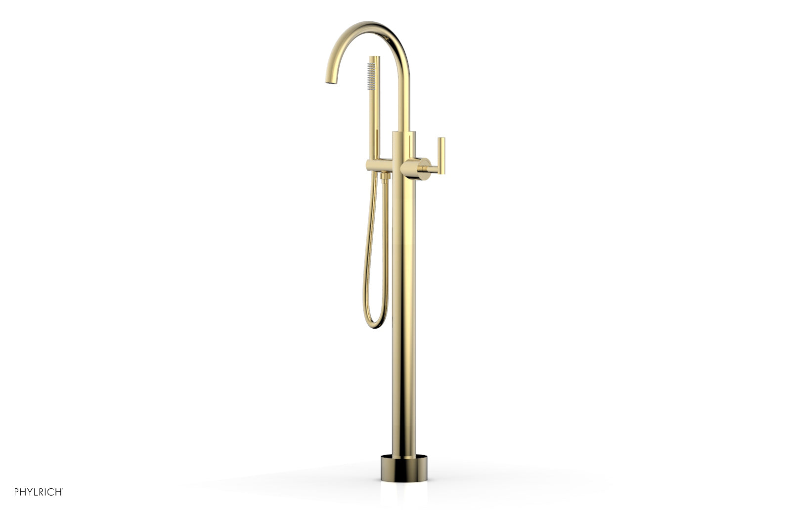Phylrich TRANSITION Tall Floor Mount Tub Filler - Lever Handle with Hand Shower
