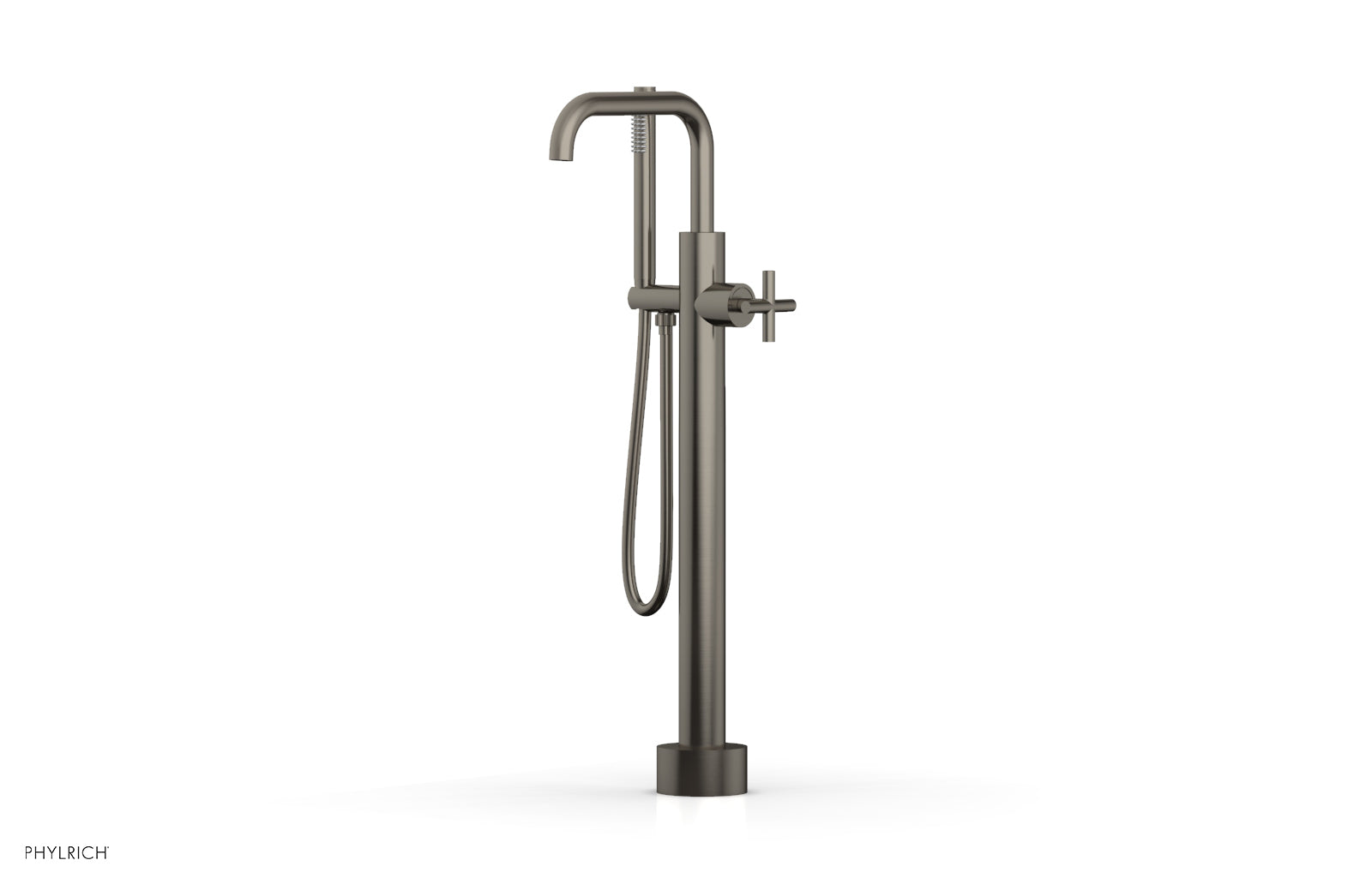 Phylrich TRANSITION Low Floor Mount Tub Filler - Cross Handle with Hand Shower