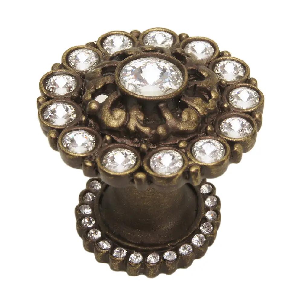 Carpe Diem Caché Iv Large Round Multi Crystals Knob with Halo Platform - Decorated with Swarovski Crystals by Carpe Diem