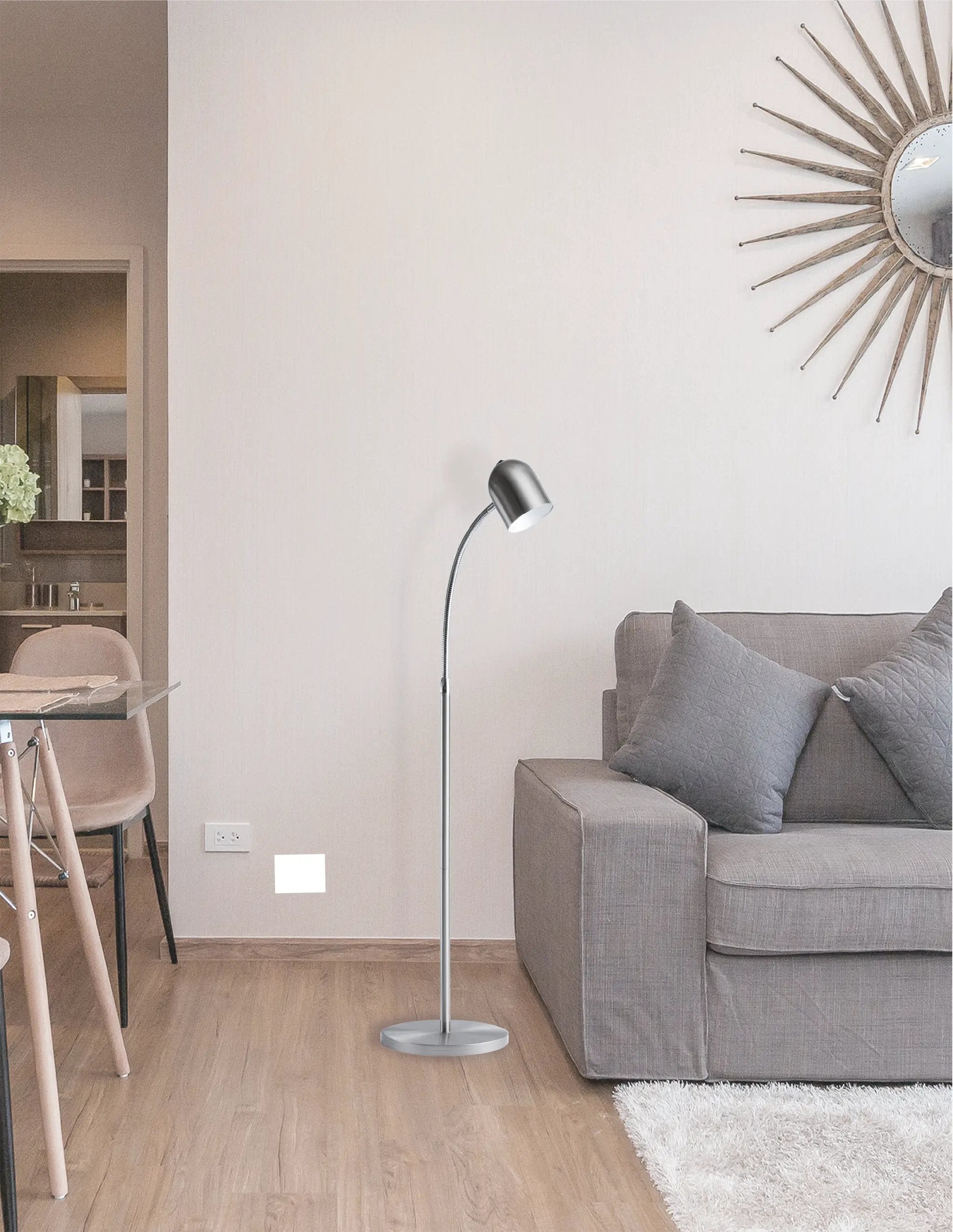satin chrome floor lamp