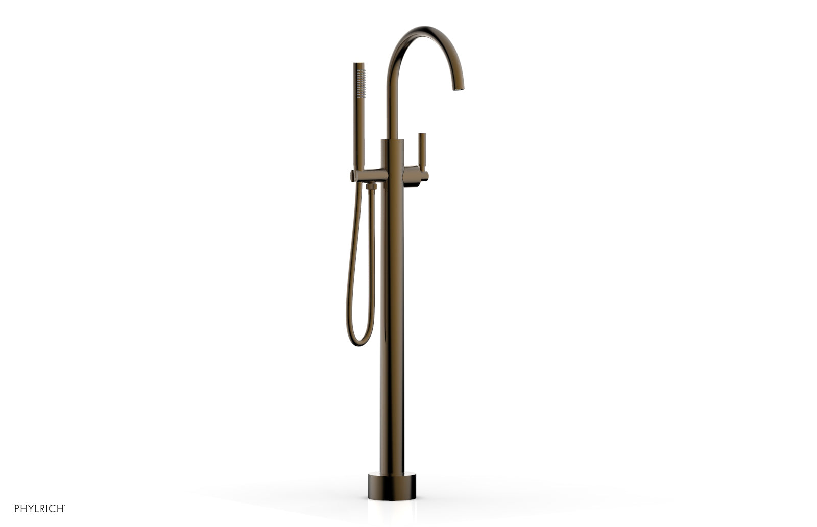 Phylrich BASIC Tall Floor Mount Tub Filler - Lever Handle with Hand Shower