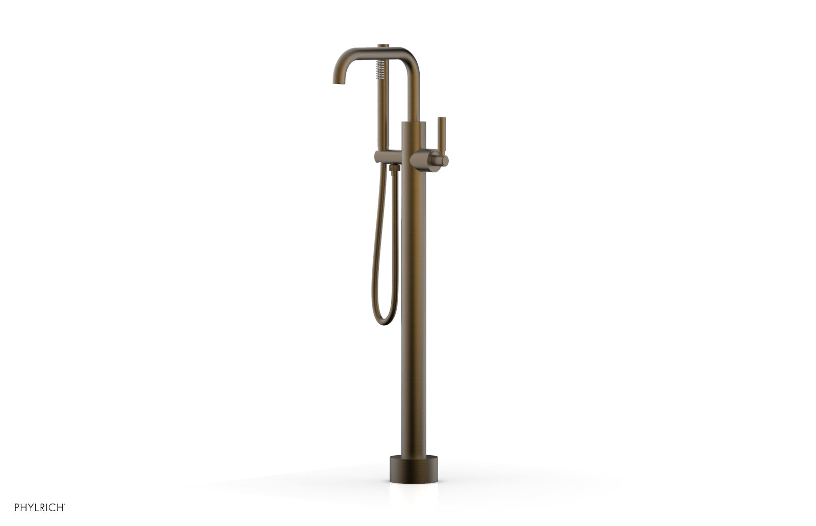 Phylrich BASIC Tall Floor Mount Tub Filler - Lever Handle with Hand Shower