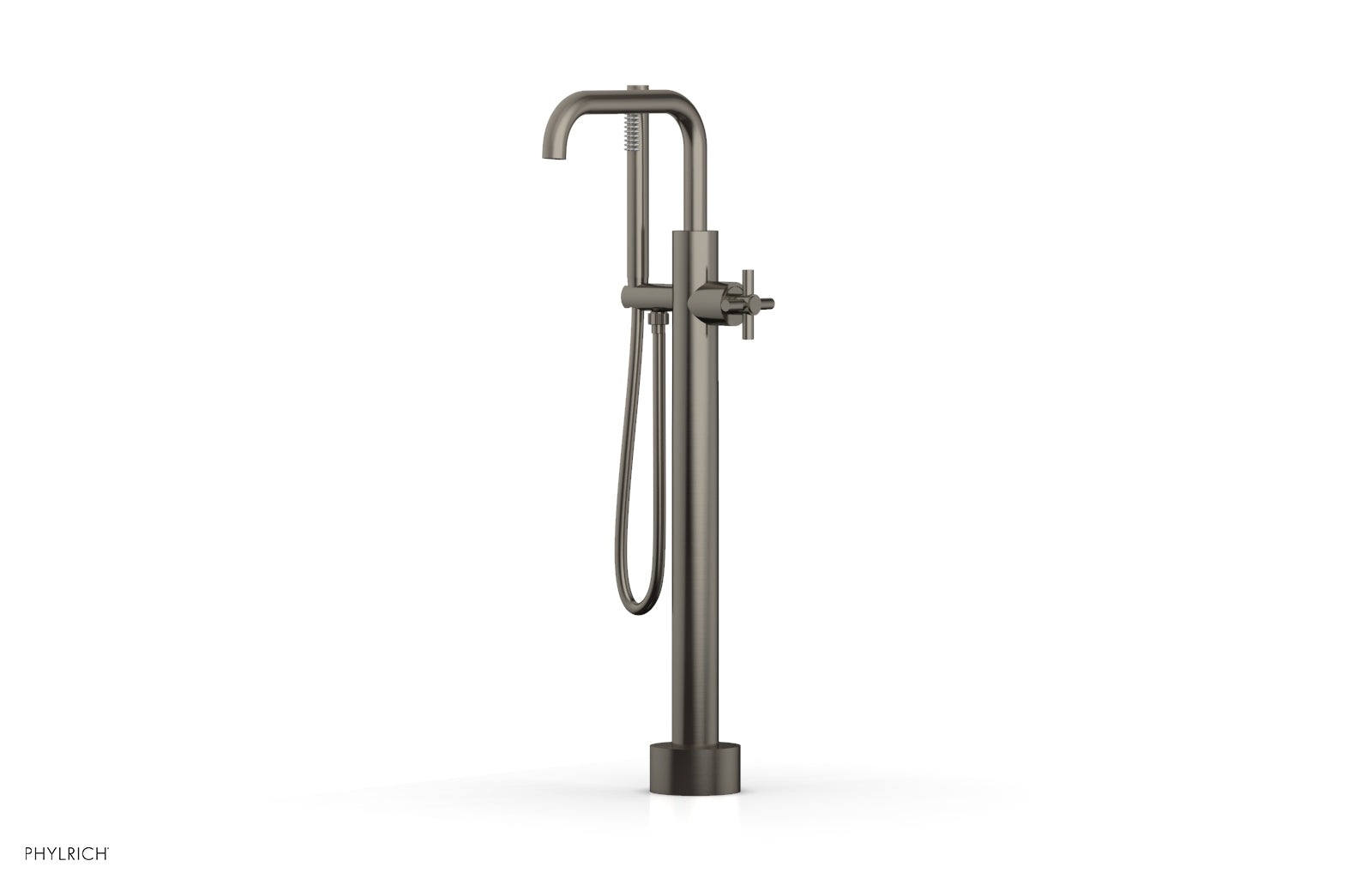 Phylrich BASIC Low Floor Mount Tub Filler - Cross Handle with Hand Shower