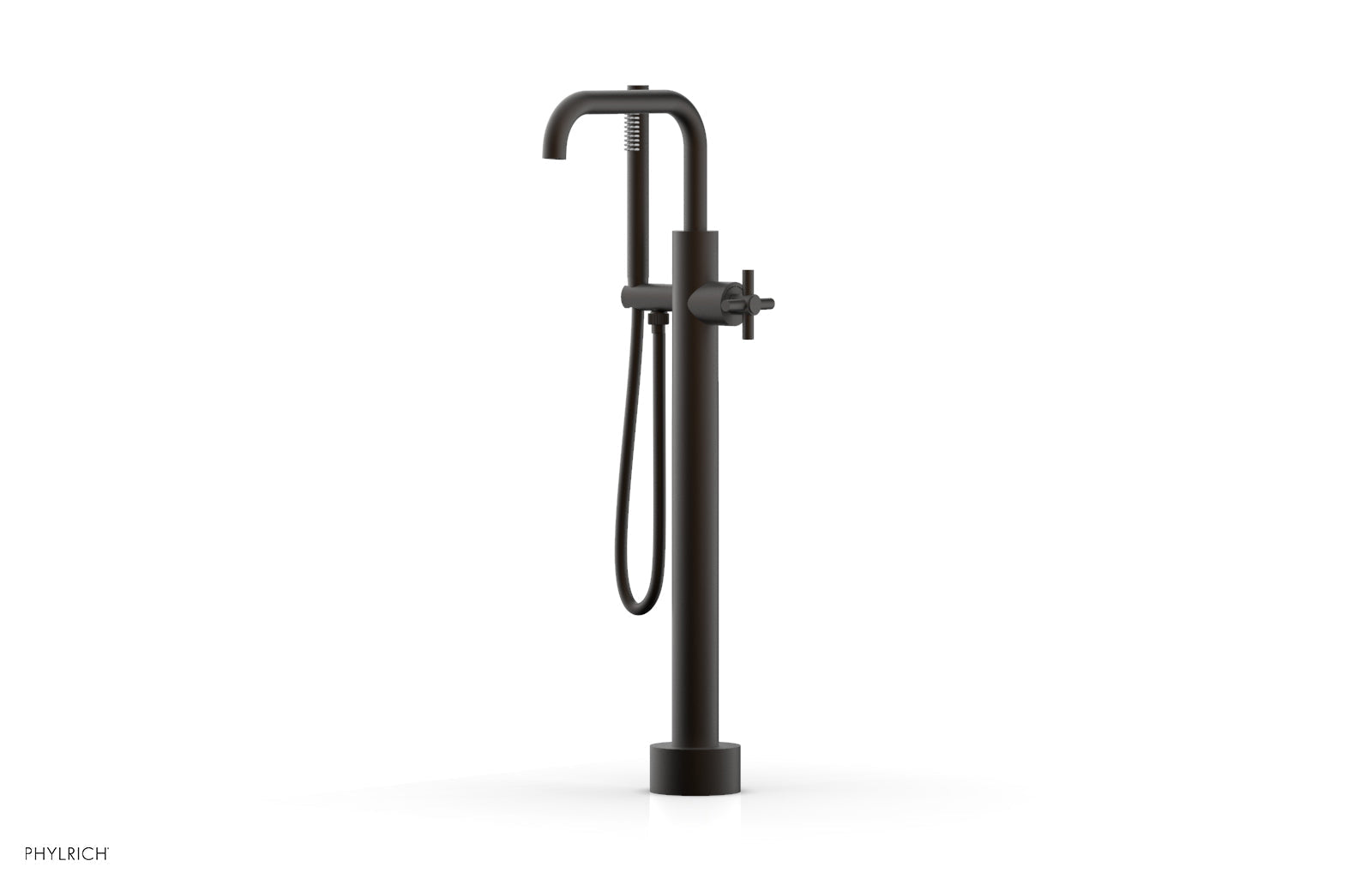 Phylrich BASIC Low Floor Mount Tub Filler - Cross Handle with Hand Shower