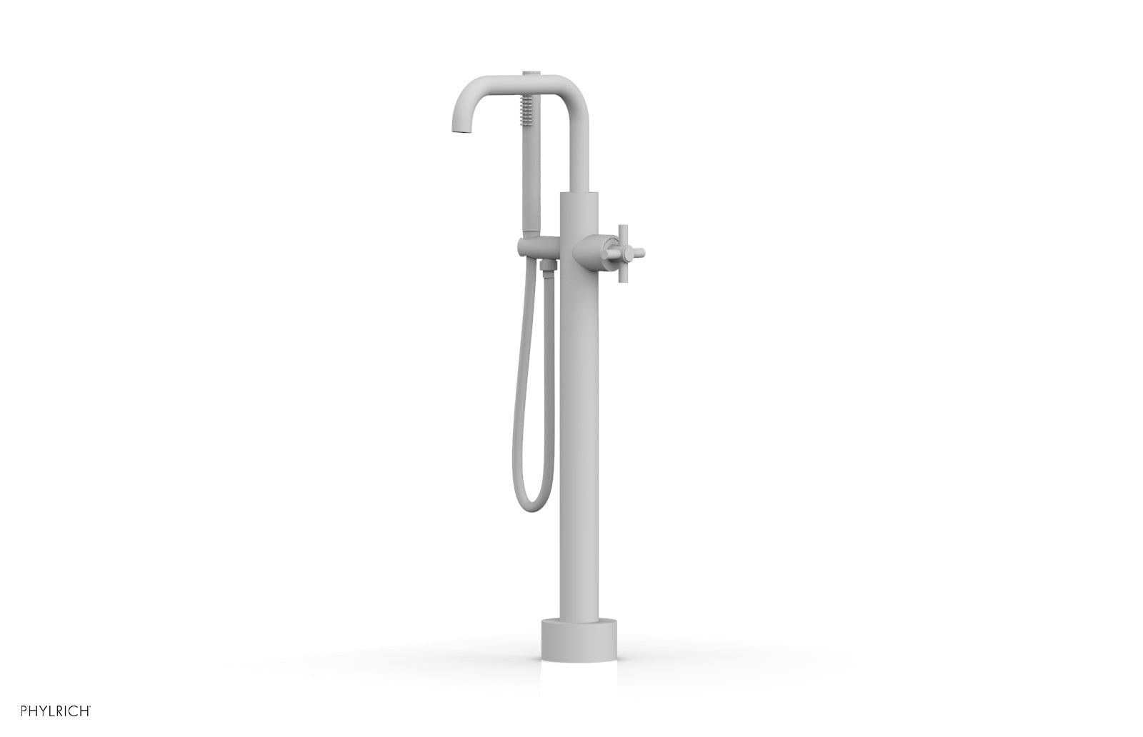 Phylrich BASIC Low Floor Mount Tub Filler - Cross Handle with Hand Shower