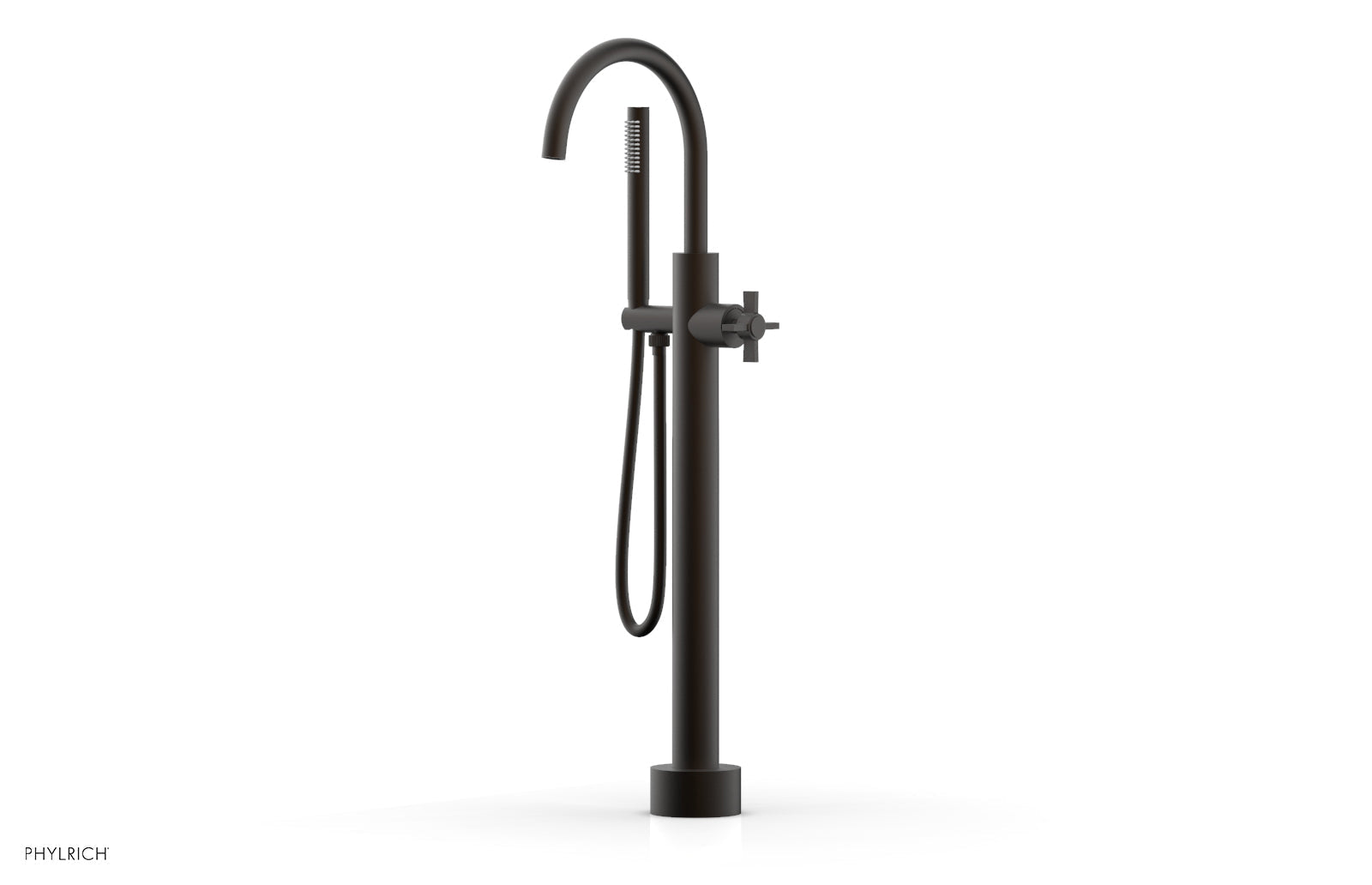 Phylrich BASIC Low Floor Mount Tub Filler - Cross Handle with Hand Shower