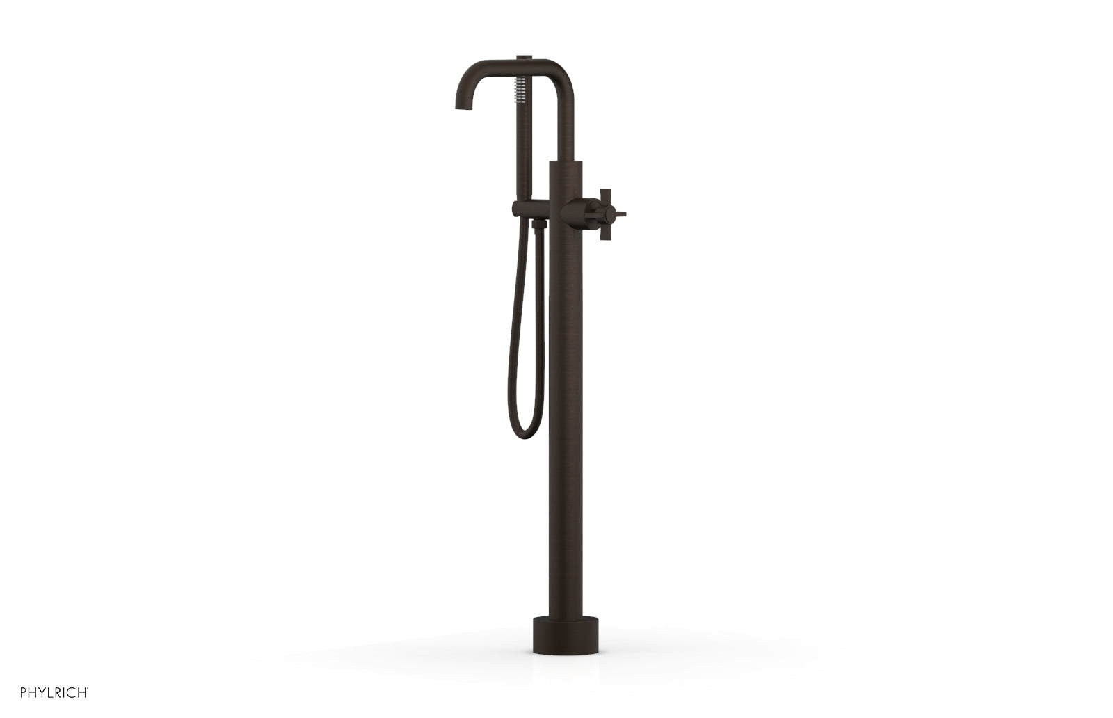 Phylrich BASIC Tall Floor Mount Tub Filler - Cross Handle with Hand Shower