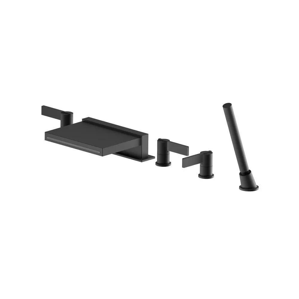 Flusso Serie 145 Five Hole Deck Mounted Cascade Flow Roman Tub Faucet with Hand Shower by Flusso