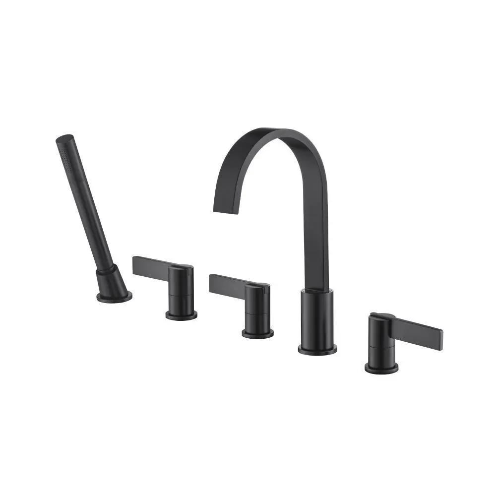 Flusso Serie 145 Five Hole Deck Mounted Roman Tub Faucet with Hand Shower by Flusso