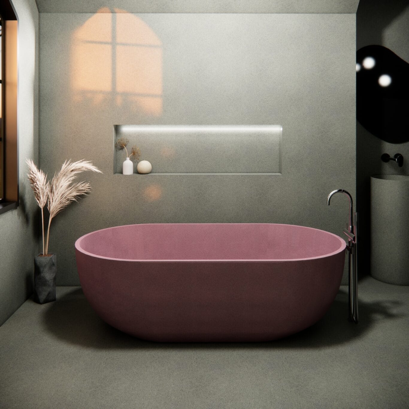 Balux Ola 72 Oval Concrete Freestanding Bathtub