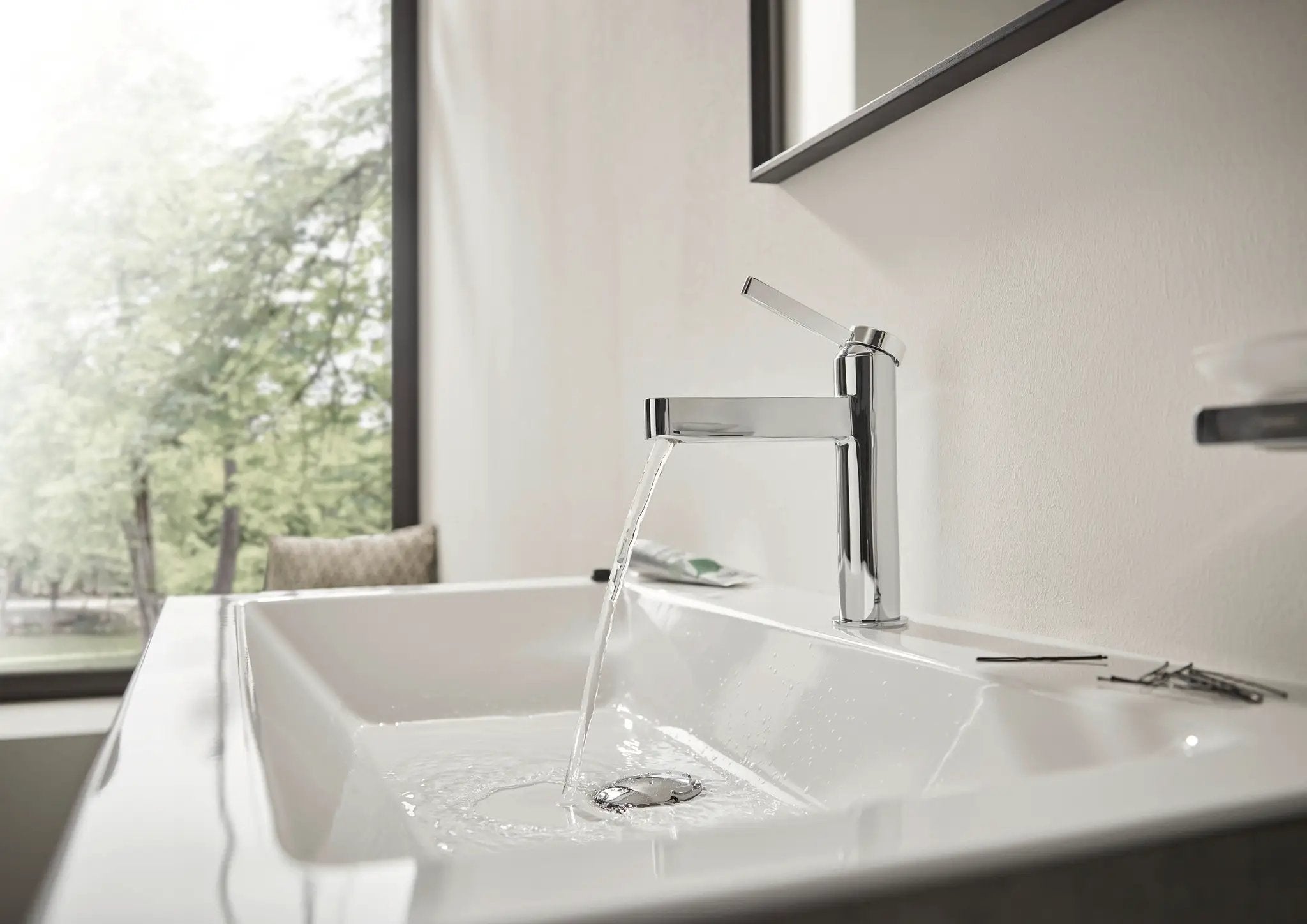 chrome bathroom faucet