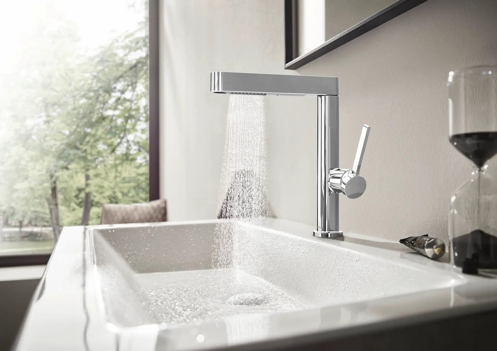 chrome bathroom faucet