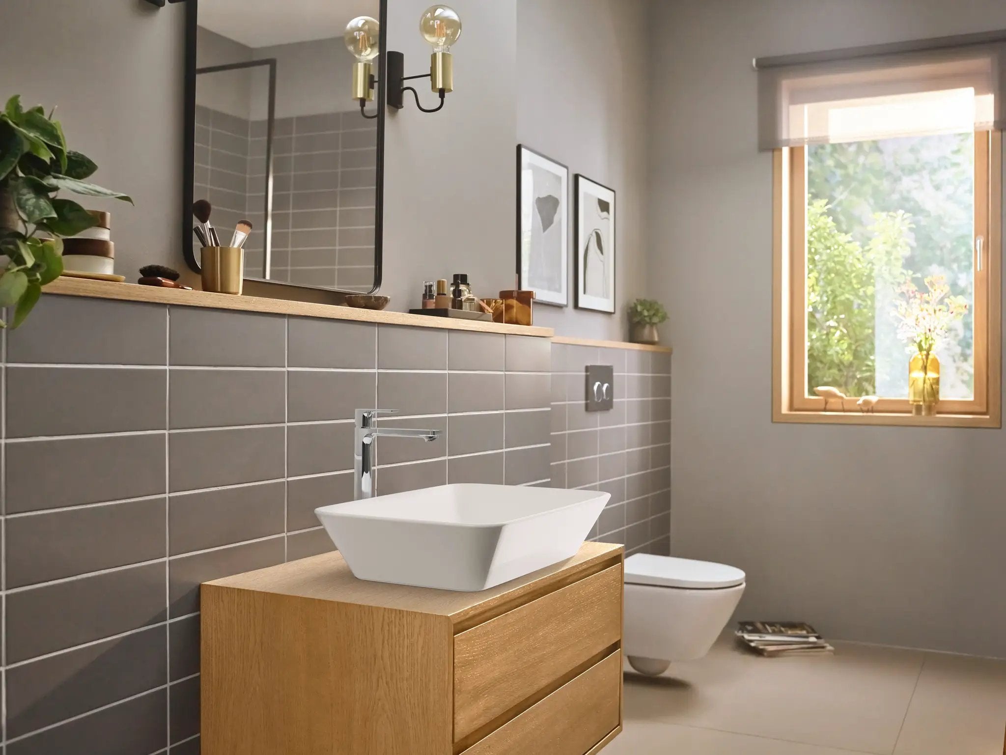 chrome bathroom faucet