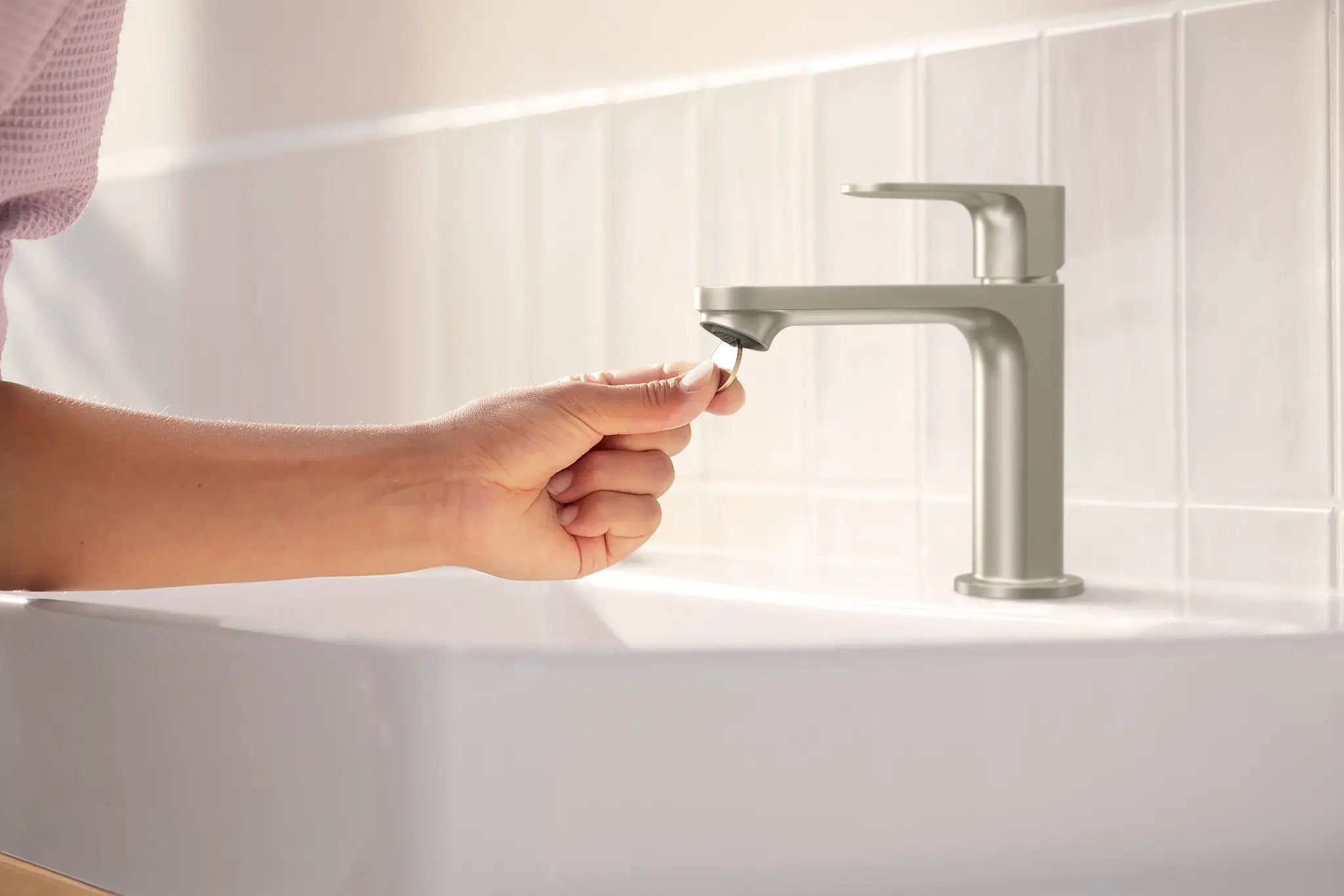 brushed nickel bathroom faucet