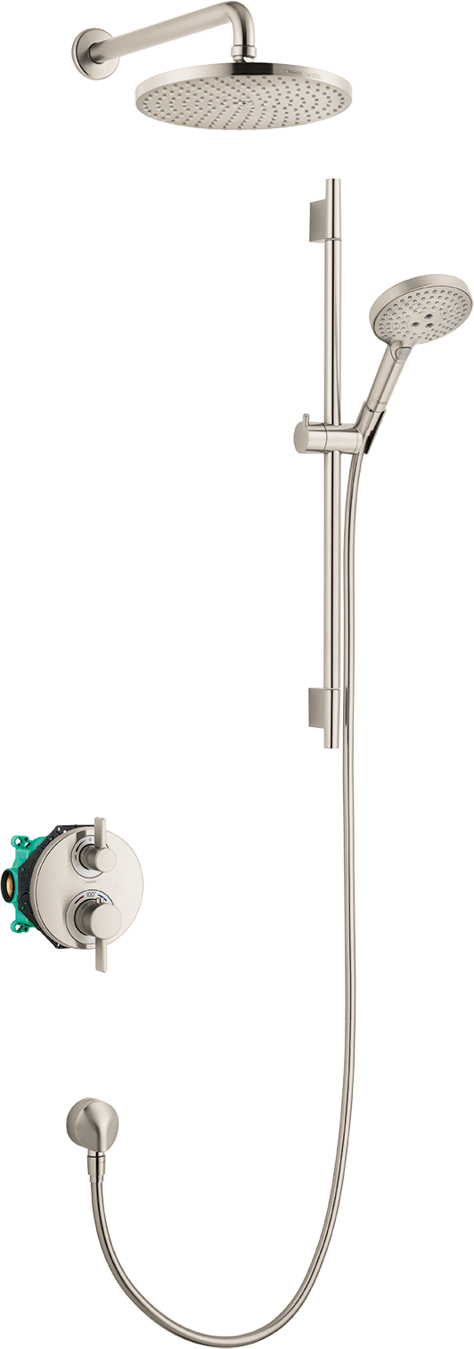 Hansgrohe Raindance S Thermostatic Showerhead/Wallbar Set with Rough, 2.5 GPM by Hansgrohe