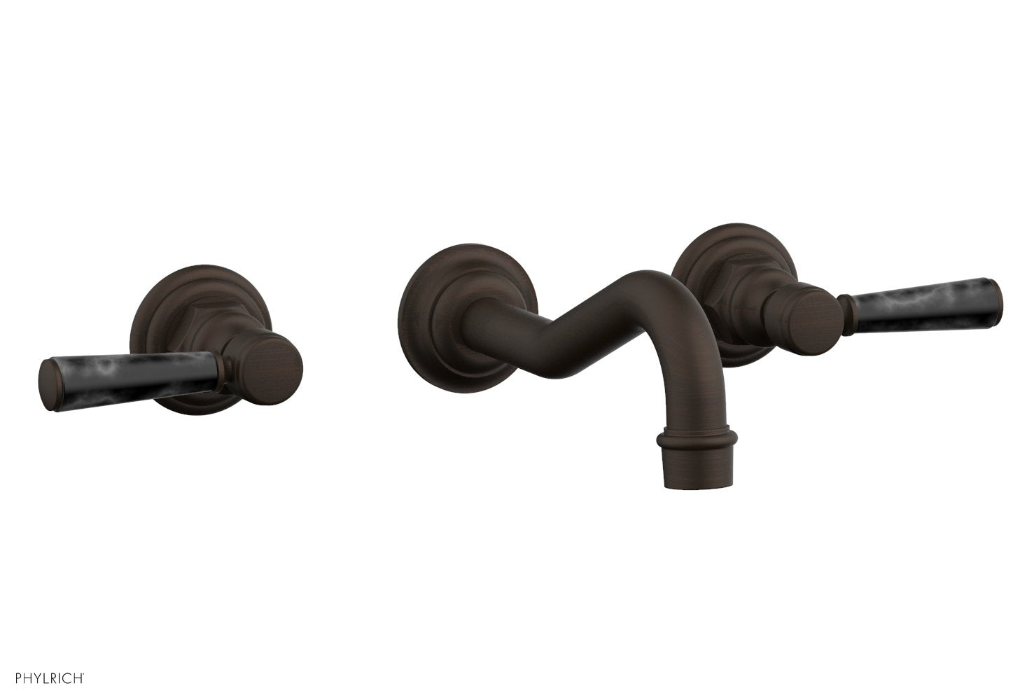 Phylrich HENRI Wall Lavatory Set - Black Marble Lever Handles