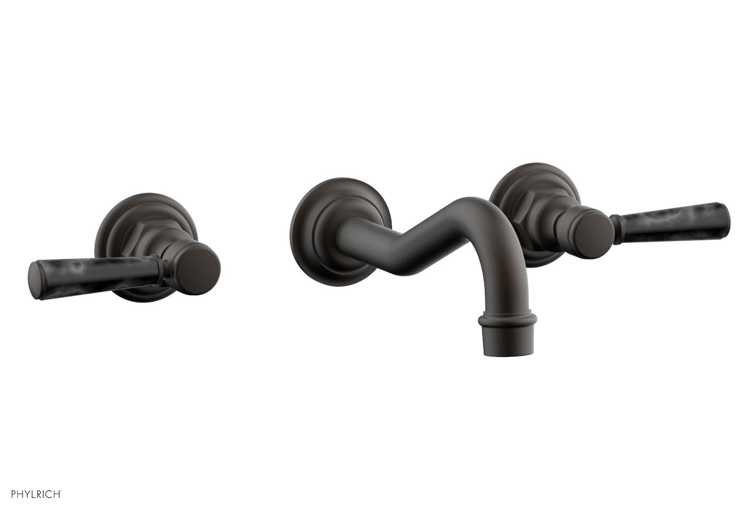 Phylrich HENRI Wall Lavatory Set - Black Marble Lever Handles