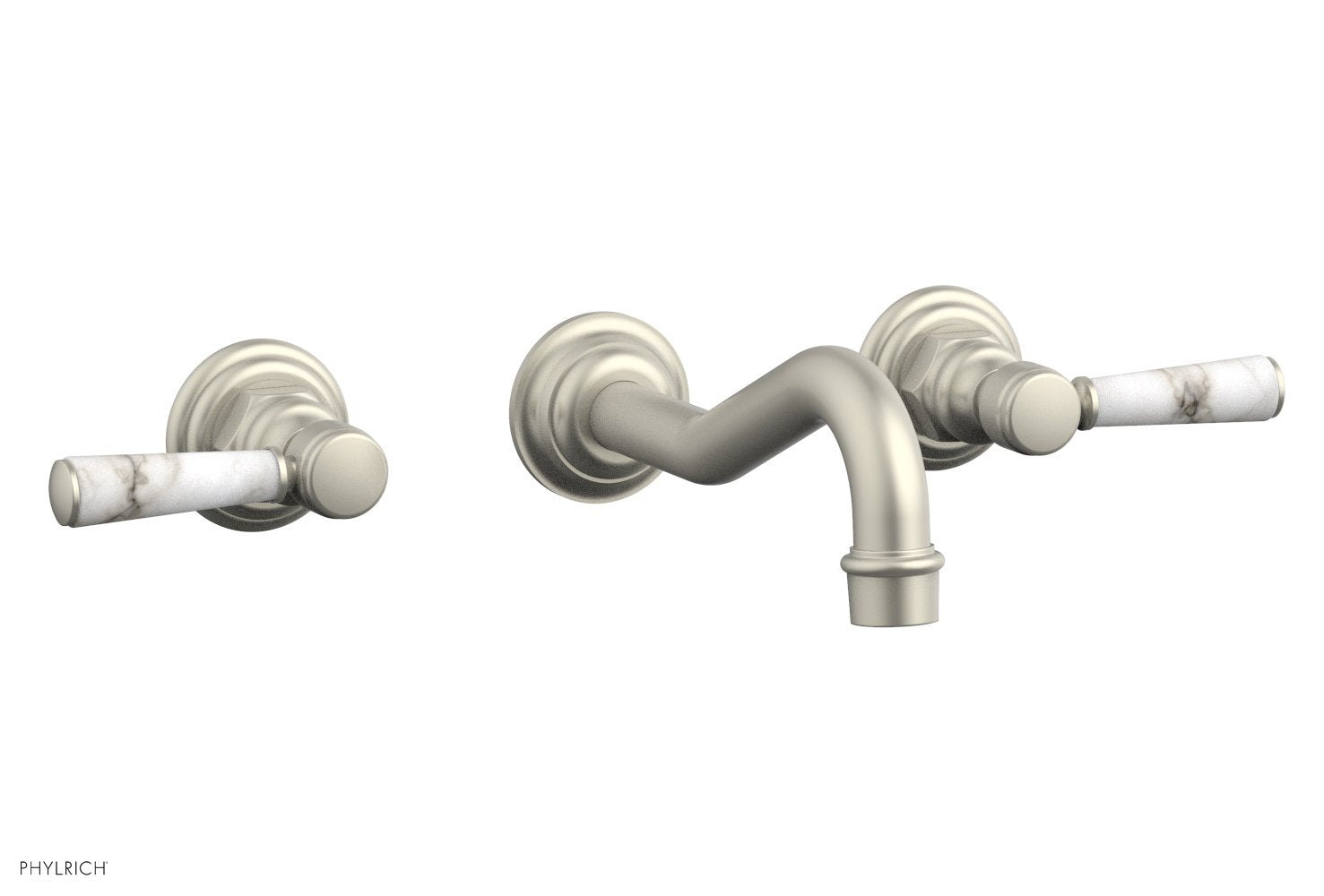 Phylrich HENRI Wall Lavatory Set - White Marble Lever Handles