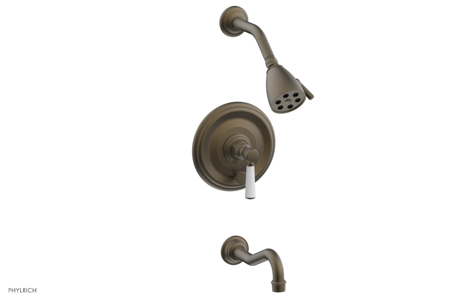 Phylrich HENRI Pressure Balance Tub and Shower Set - Satin White Lever Handle