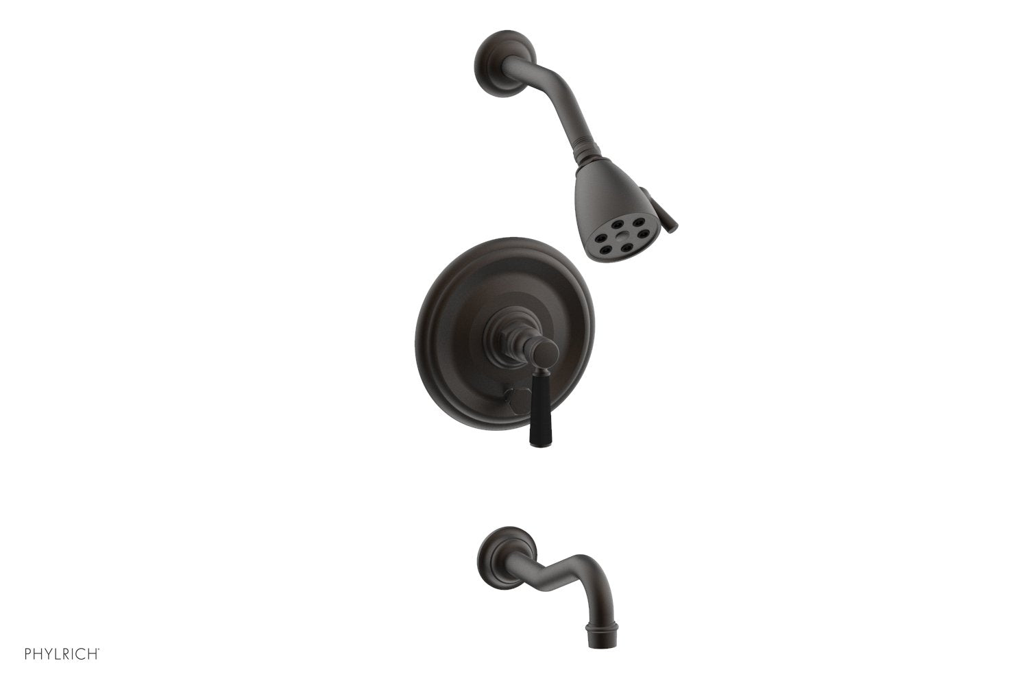 Phylrich HENRI Pressure Balance Tub and Shower Set - Satin Black Lever Handle