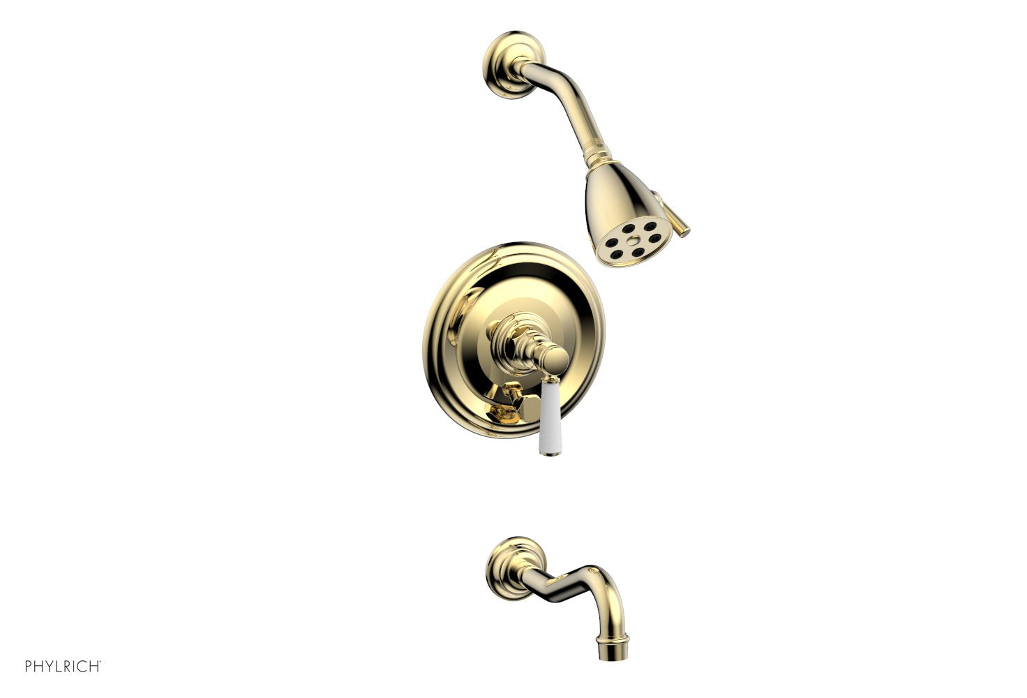 Phylrich HENRI Pressure Balance Tub and Shower Set - Satin White Lever Handle