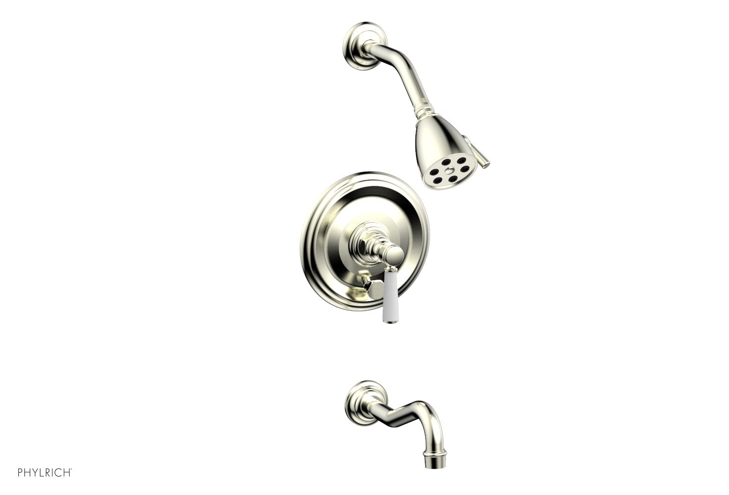 Phylrich HENRI Pressure Balance Tub and Shower Set - Satin White Lever Handle