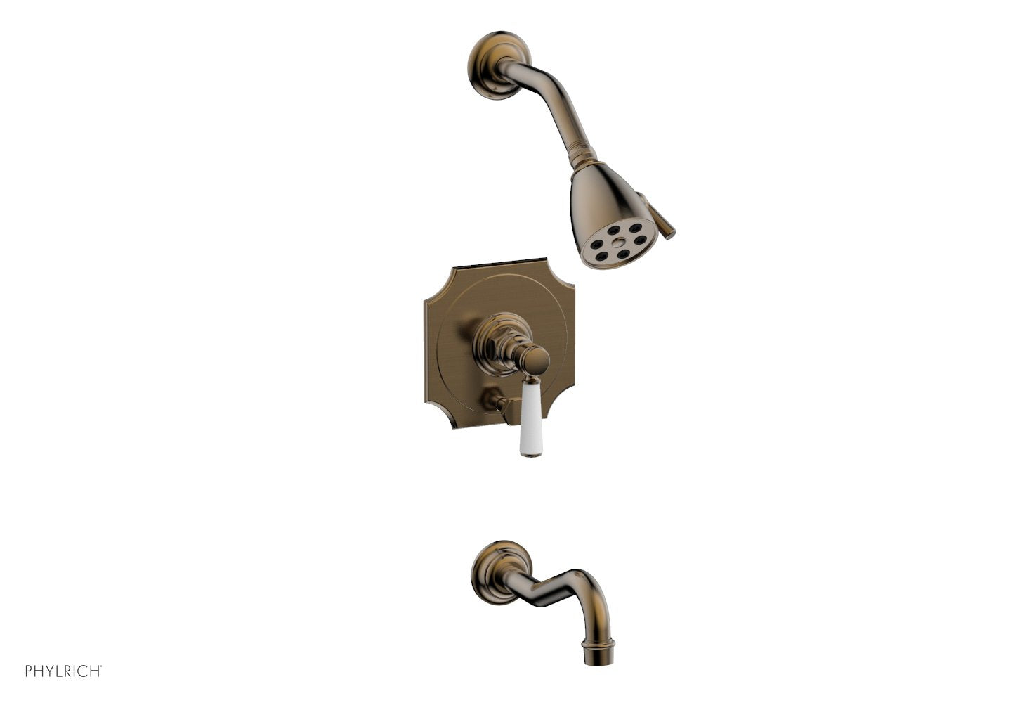 Phylrich HENRI Pressure Balance Tub and Shower Set - Satin White Lever Handle