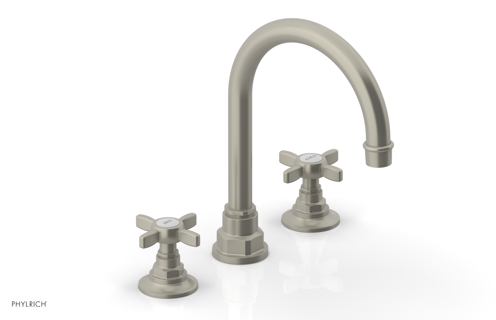 Phylrich Jamestown High Spout Widespread Faucet with Cross Handle