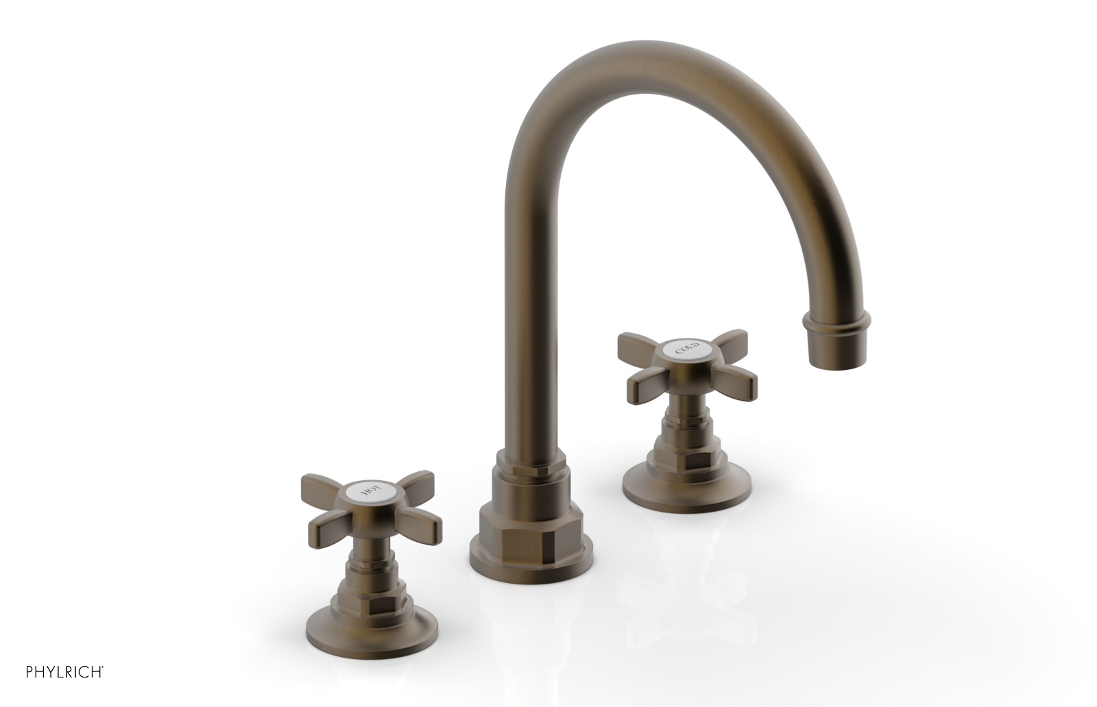 Phylrich Jamestown High Spout Widespread Faucet with Cross Handle
